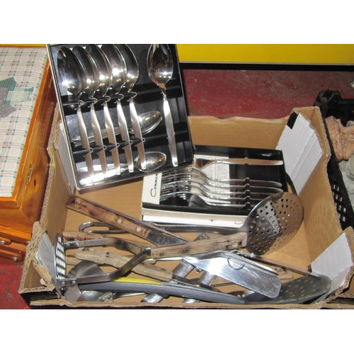 18 - Box of Cutlery, Boxed Cutlery & Kitchen Utensils.