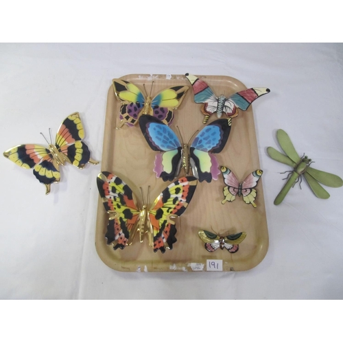 191 - Tray of Ceramic Butterfly Wall Plaques.