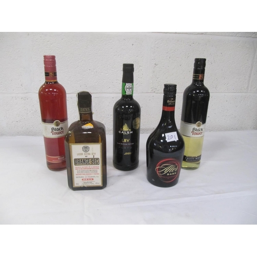 201 - Selection of Bottles of Alcohol - Two Bottles of Black Tower, Port & Two Bottles of Liqueurs.