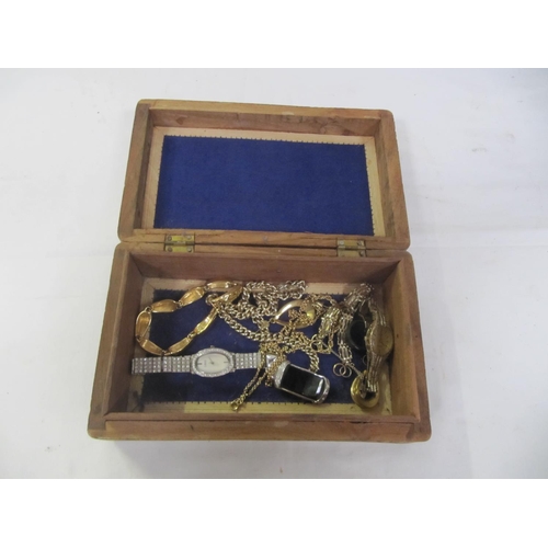 205 - Carved Jewellery Box & Quantity of Costume Jewellery.