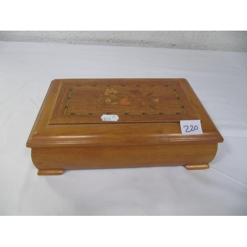 220 - Inlaid Wooden Jewellery Box & Quantity of Costume Jewellery.