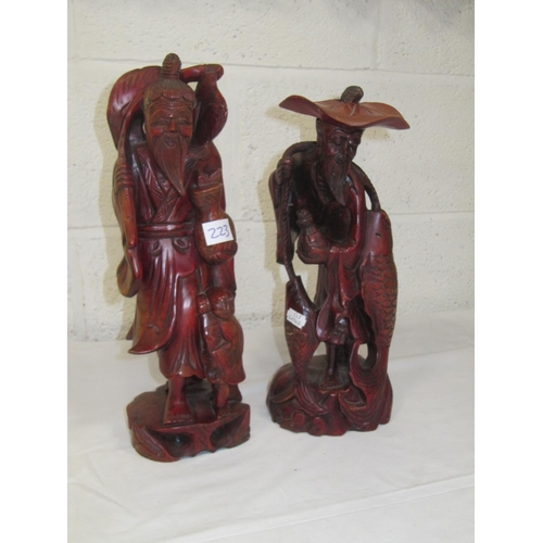 223 - Pair of Carved Wooden Oriental Gentleman Figures.