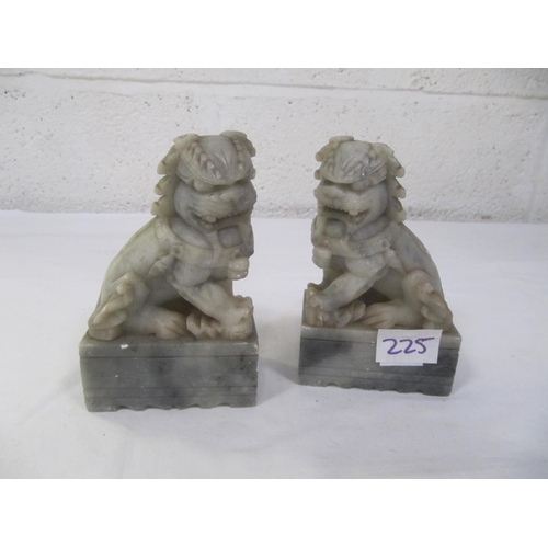 225 - Pair of Soapstone Oriental Foo Dog Figures.