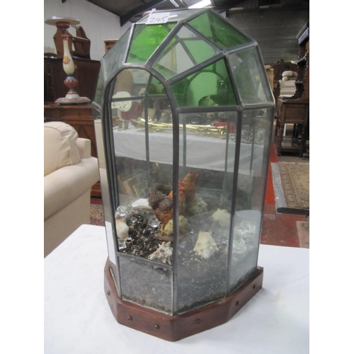 245 - Leaded Glass Flat Back Terrarium Cabinet.