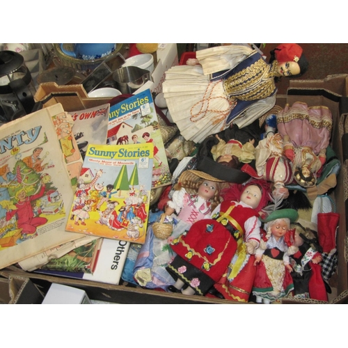 26 - Box of Vintage Books, Comics & Dolls of The World.