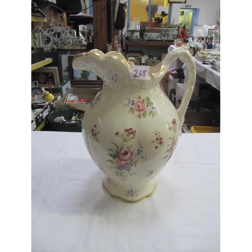 268 - Cream Floral Staffordshire Toilet Jug.