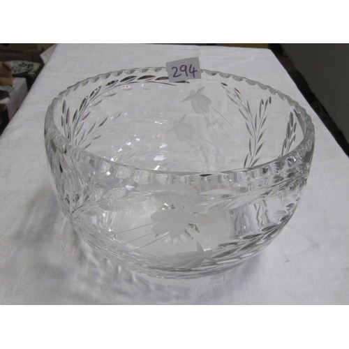 294 - Heavy Lead Crystal Decorated Bowl.