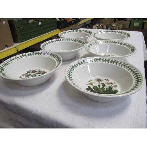 306 - Set of Six Portmeirion Botanic Garden Cereal Bowls.