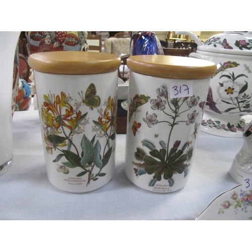 317 - Pair of Large Portmeirion Botanic Garden Storage Jars with Lids - Height c.20.5cm.