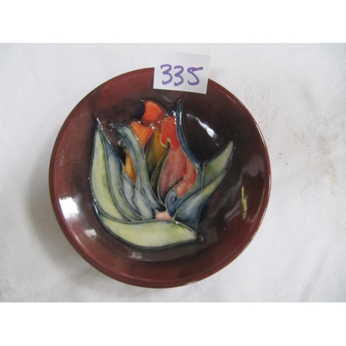 335 - Moorcroft Sally Tuffin Flambé Red Tulip Pin Dish c.1990.