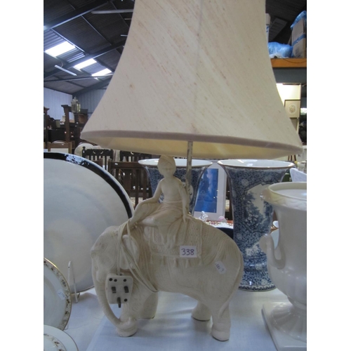 338 - Elephant & Rider Based Table Lamp with Shade.