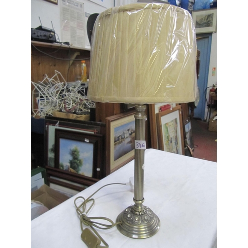 346 - Decorative Based Column Bedside Lamp with Shade.