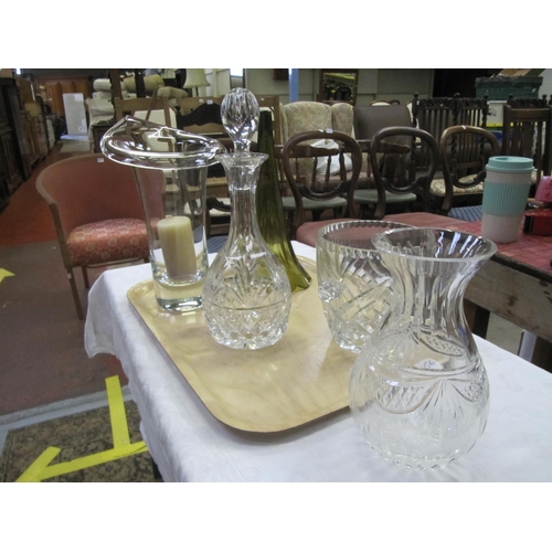 356 - Selection of Cut Glass Vases, Decanter & Bowl.