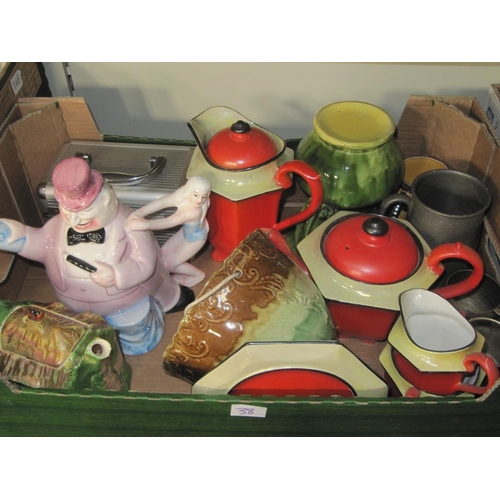 38 - Box of Jugs & Novelty Tea Pots etc.