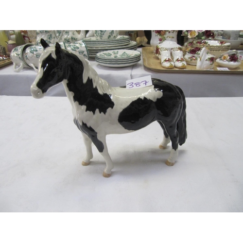 387 - Beswick Black and White Pinto Pony model no 1373.