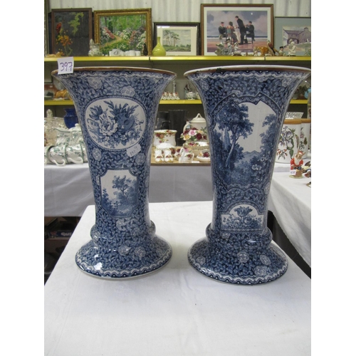 397 - Pair of German Royal Barr Blue & White Vases.