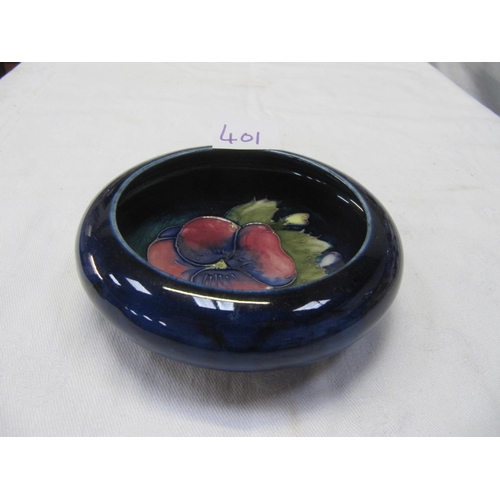 401 - William Moorcroft Blue Ground Anemone Bowl c.1928-1949.