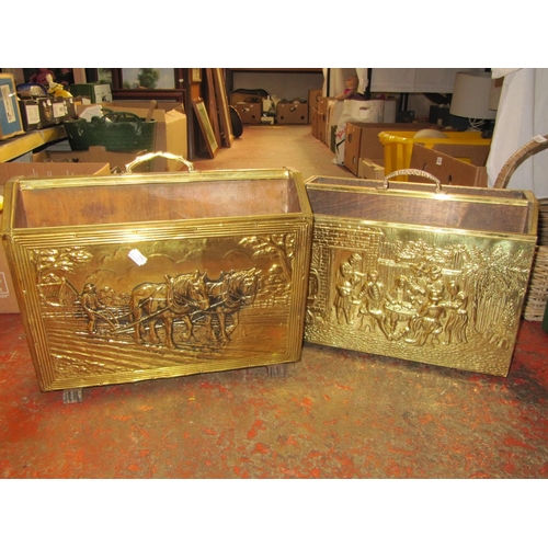 42 - Two Brass Magazine Racks.