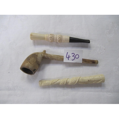 430 - Two Vintage Cigarette Holders & Clay Pipe.