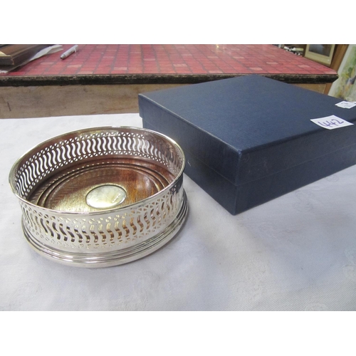 442 - Boxed Hallmarked Silver Wine Bottle Coaster.