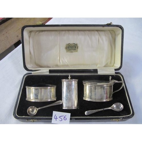 456 - Hallmarked Silver Birmingham 1932 Cruet Set in Presentation Box.