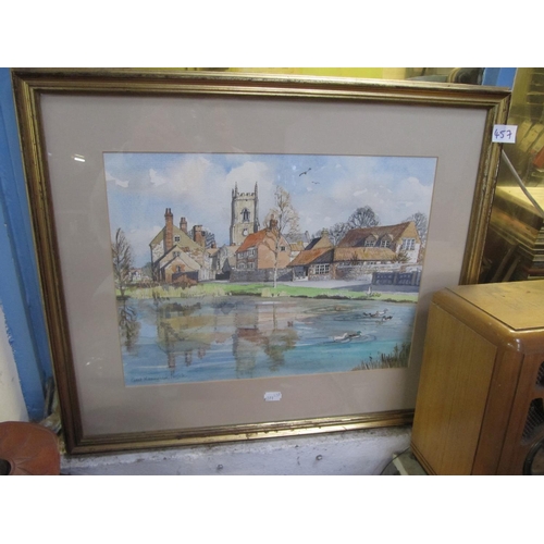 457 - Framed Great Massingham Norfolk Watercolour Signed Janet Beckett.