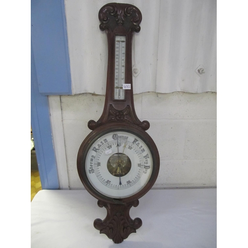 472 - Large Wall Hanging Carved Oak Framed Barometer.