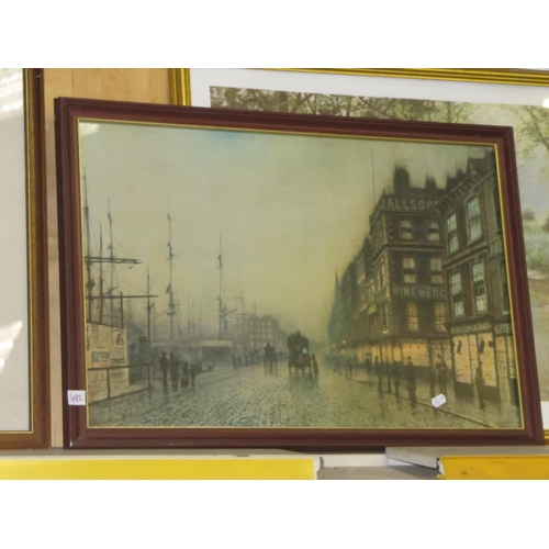 482 - Framed Dockside Street Scene Print.