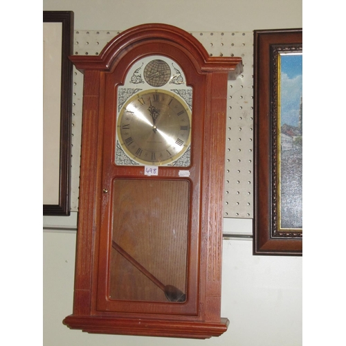 498 - Yew Cased Tempus Fugit Wall Clock with Westminster Chime.