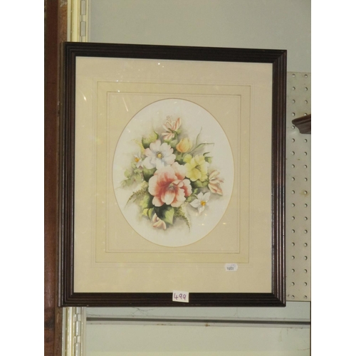 499 - Rachel Dee Framed & Glazed Watercolour Still Life Flowers.