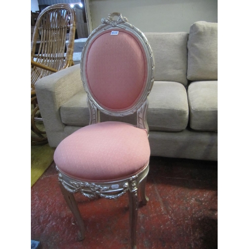 505 - Ornate Pink Upholstered Bedroom Chair.