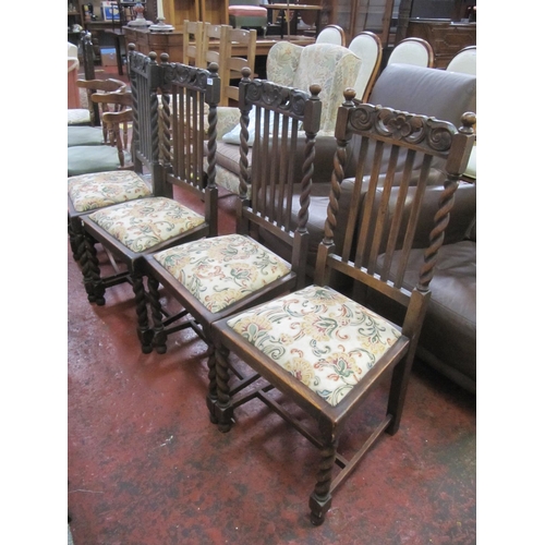 513 - Four Barley Twist Back Oak Dining Chairs.