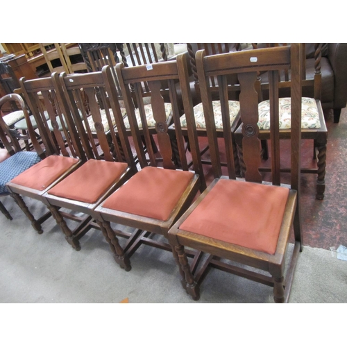 514 - Set of Four Oak Dining Chairs with Upholstered Seats.