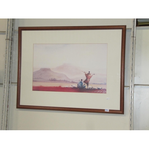 531 - African Savanah Farmer Print in Frame.