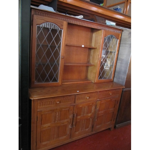 540 - Ercol Style Dresser with 2 Glazed Doors to Top over 3 Drawer, 3 Door Base.