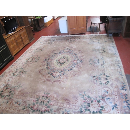 549 - Very Large Pink & Beige Floral Rug - approx 12ft x 15ft.