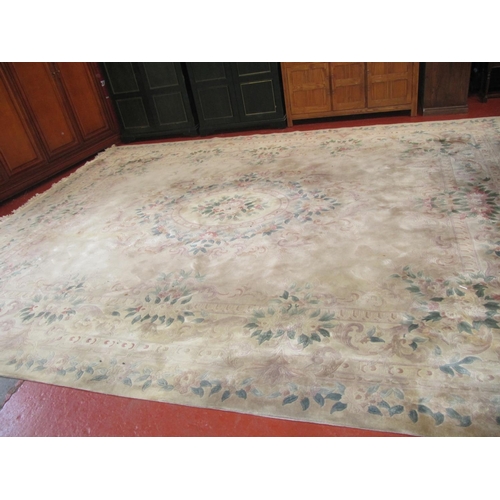 549 - Very Large Pink & Beige Floral Rug - approx 12ft x 15ft.