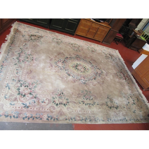 549 - Very Large Pink & Beige Floral Rug - approx 12ft x 15ft.