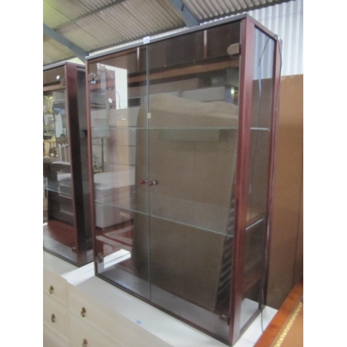 554 - Two Door Glazed Mahogany Display Cabinet with lights - working.