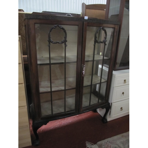 559 - Glazed Mahogany Slight Bow Front Display Cabinet on Ball & Claw Feet.