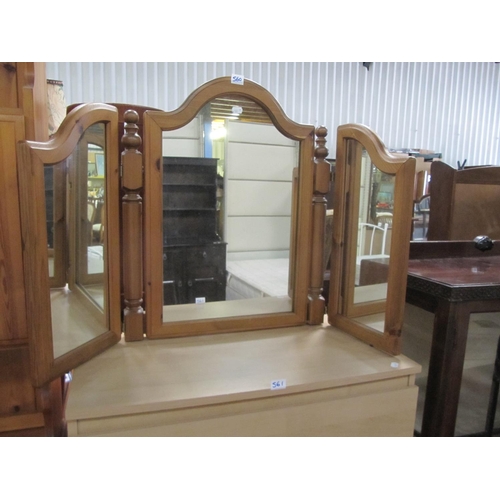 560 - Pine Triple Dressing Table Mirror.