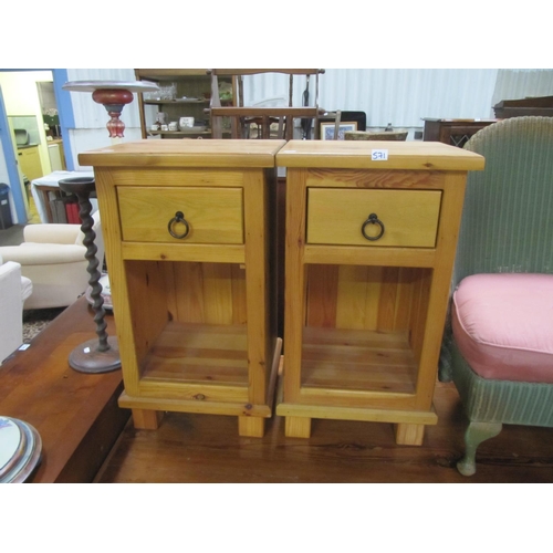 571 - Pair of Tall Solid Pine Single Drawer Bedside Units.