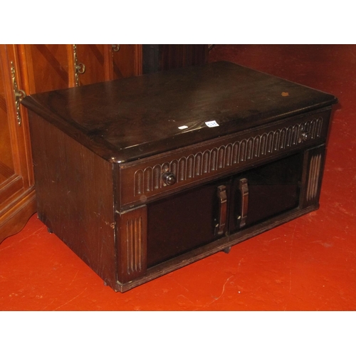 573 - Priory Oak Television Cabinet with Glazed Doors.