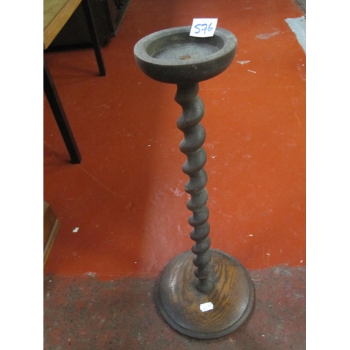 576 - Oak Barley Twist Ash Tray Stand.