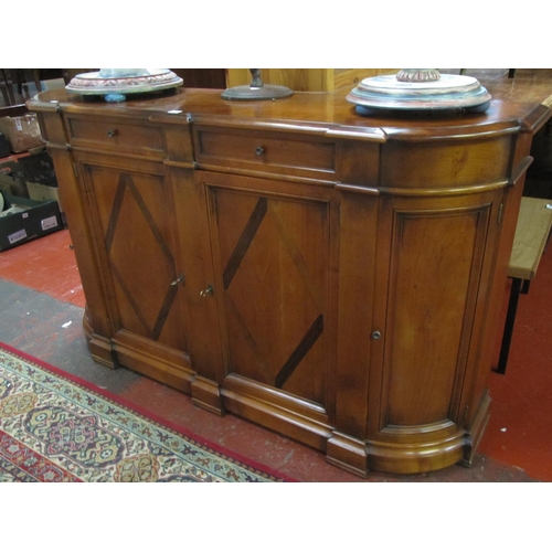 578 - French Solid Cherry Wood Inlaid 4 Door Sideboard.