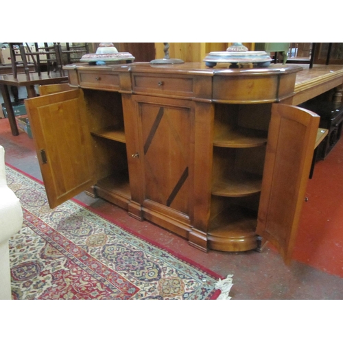 578 - French Solid Cherry Wood Inlaid 4 Door Sideboard.