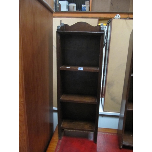 597 - Narrow Three Shelf Oak Bookcase.