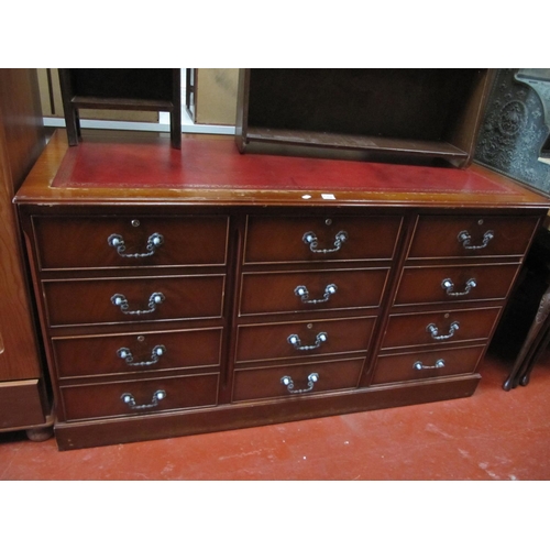 598 - Mahogany Desk with Leather Inlaid Top Six Deep Drawers.