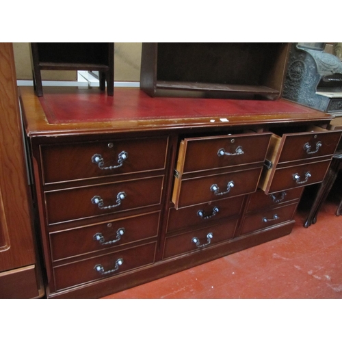 598 - Mahogany Desk with Leather Inlaid Top Six Deep Drawers.