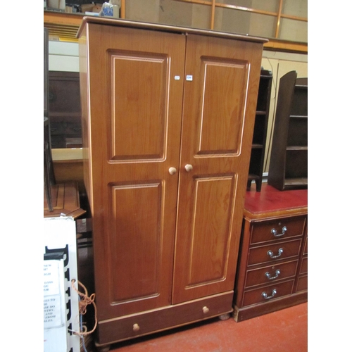 599 - Solid Pine Double Wardrobe.